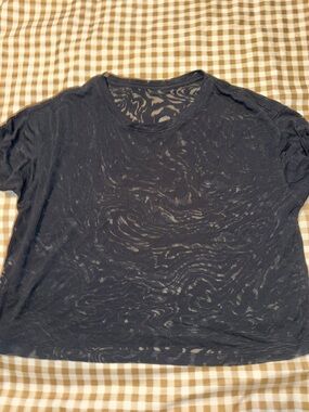 lululemon athletica Black Short Sleeve Sheer Tee